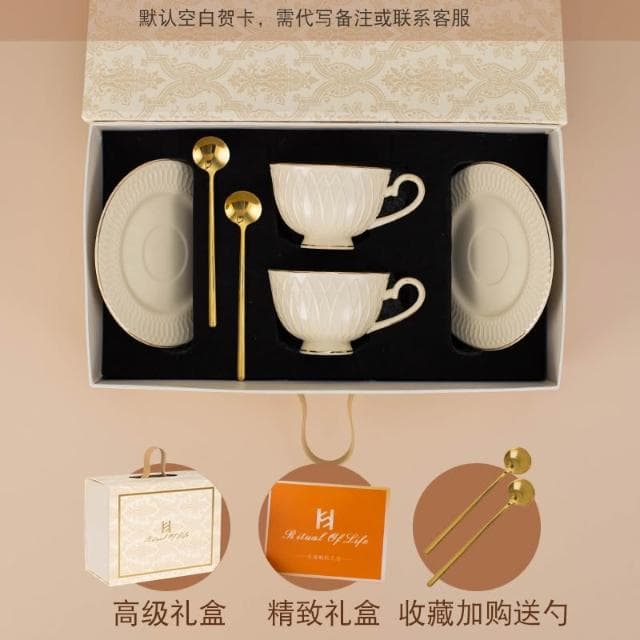 精緻咖啡杯碟套裝陶瓷杯子伴手禮結婚喬遷禮盒生日新婚禮物送女友