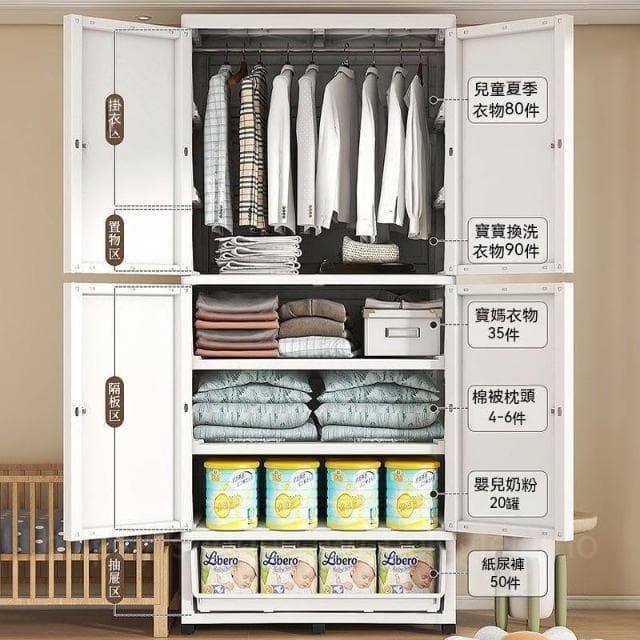寶寶衣櫃兒童收納櫃特大加寬加厚嬰兒衣服儲物櫃塑料家用簡易衣櫥