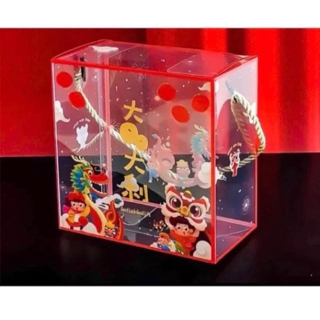 禎巧妙 聖誕盒/新年透明手提盒（買10送貼紙）透明盒 伴手禮盒 雪Q餅包裝盒 / 聖誕節包裝盒 /牛軋糖包裝盒 透明盒