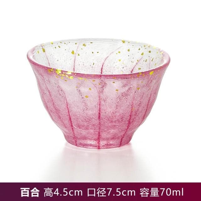 日本進口正品花語手工玻璃杯 清酒杯禮物杯子 創意彩色耐熱小茶杯