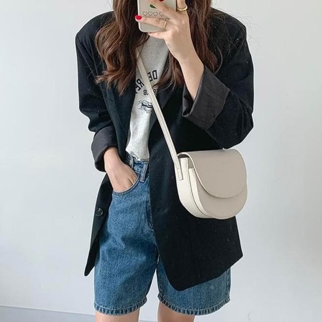 【LEESA】真皮包包\馬鞍包\包包\側背包\小包包\牛皮包包\女士包包\高級感\簡約風格\通勤小包包\單肩斜背包\女包\禮物