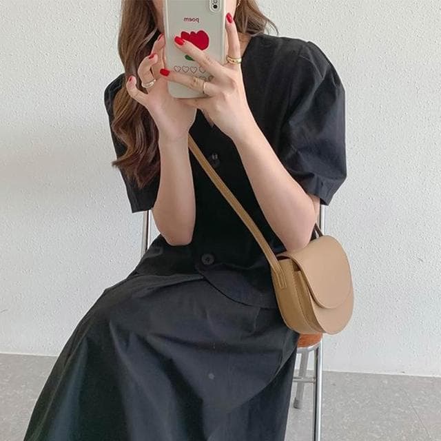 【LEESA】真皮包包\馬鞍包\包包\側背包\小包包\牛皮包包\女士包包\高級感\簡約風格\通勤小包包\單肩斜背包\女包\禮物