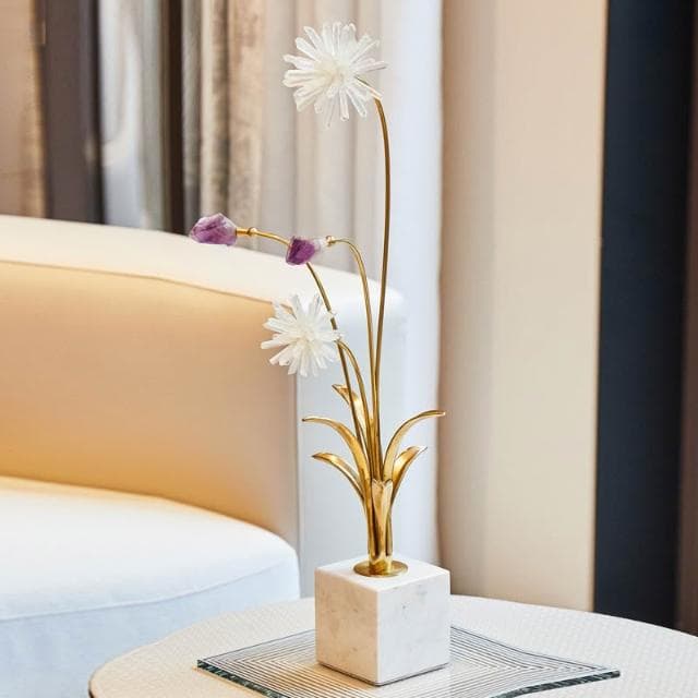廠家直銷✨ 水晶花裝飾品 擺件 裝飾品 客廳玄關餐邊櫃電視櫃擺件 輕奢裝飾品 高檔擺件 創意喬遷送禮裝飾品