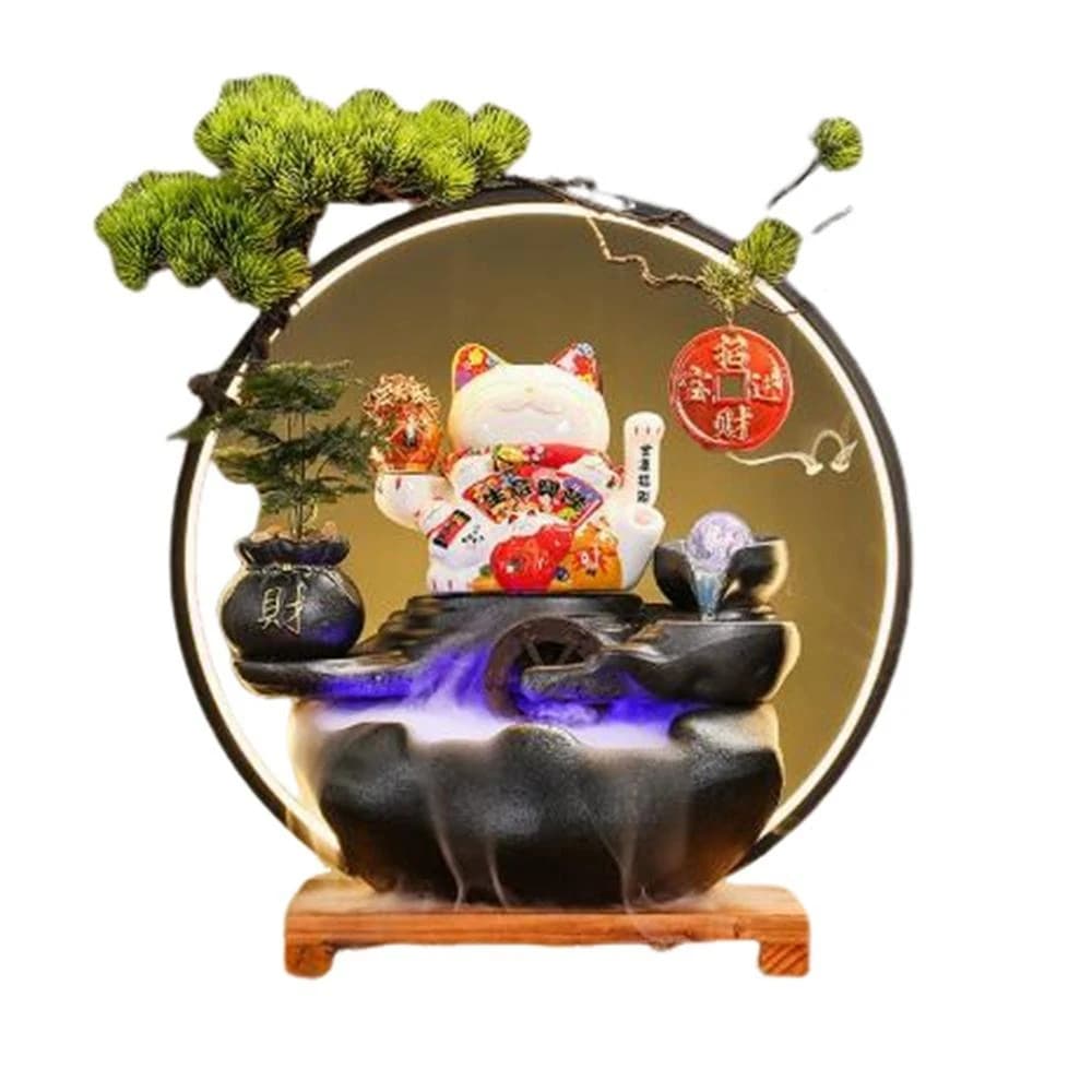 JIWU簡物 桌面流水擺件 開業禮品家居流水擺件 招財貓開業送禮