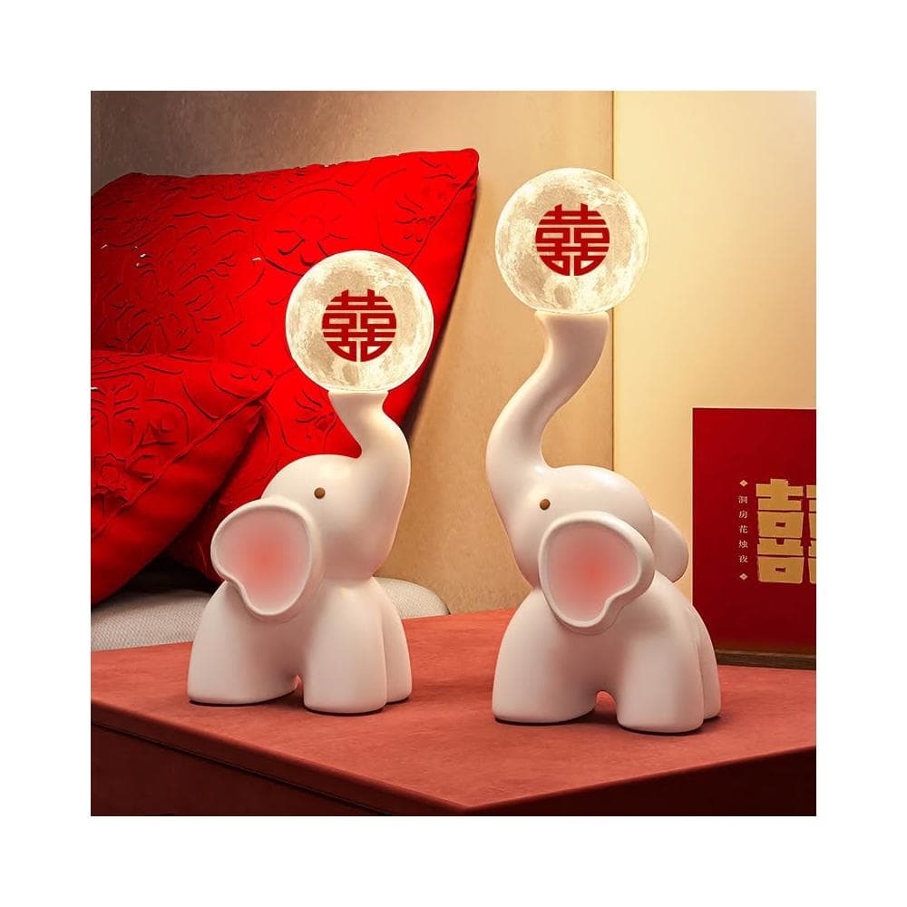 新婚結婚禮物送新人大象夜燈實用婚房裝飾品創意閨蜜訂婚情侶擺件