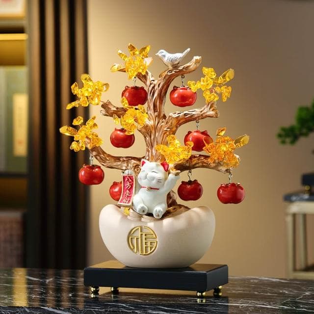 新中式元寶發財樹擺件客廳八方來財裝飾品酒店前臺招財貓開業禮物