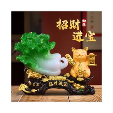 招財進寶玉白菜大號招財貓擺件家居辦公室收銀臺裝飾店鋪開業禮物