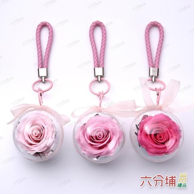 【六分埔禮品】泡泡玫瑰花鑰匙圈-多色任選(擺飾情人節約會告白畢業禮物母親節紀念日生日禮物)