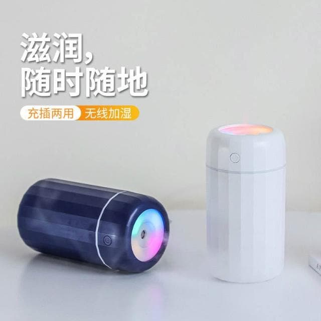 簡易小型空氣網紅加濕器夜燈兩用辦公室桌面車載車用宿舍學生迷你噴霧可愛便攜充電無線家用靜音臥室女生禮物