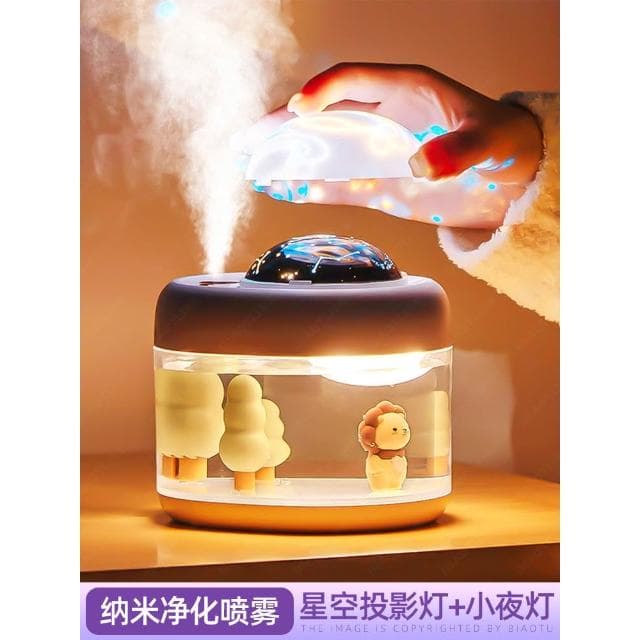 桌面usb車內加濕器無線小型可愛投影空氣辦公室宿舍學生家用車載靜音臥室迷你可愛噴霧充電無線女生禮物充電