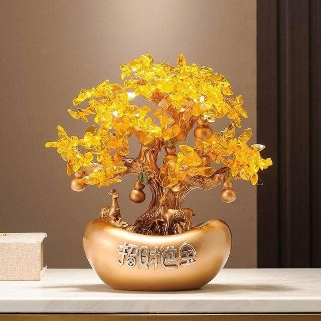擺設 擺件 發財樹 搖錢樹 金元寶新中式擺件辦公室前臺酒櫃裝潢喬遷開業禮物品