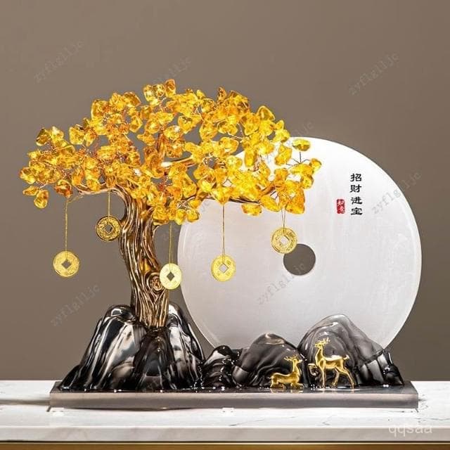 🎀🎀免運可開收據 招財擺飾 招財樹 水晶髮財樹 玄關擺件 水晶樹 客廳辦公室裝飾 開幕禮物 入厝禮物 開業禮物 THHX