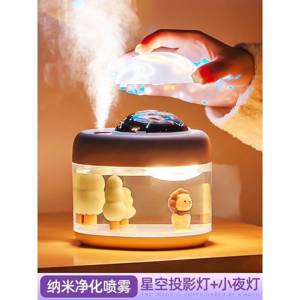 桌面usb車內加濕器無線小型可愛投影空氣辦公室宿舍學生家用車載靜音臥室迷你可愛噴霧充電無線女生禮物充電
