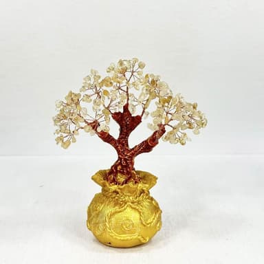 【御古齋】天然 黃水晶 招財樹 福袋樹 招財進寶 開運擺飾 桌上擺件 居家店面 送禮自用皆宜 小款 0912