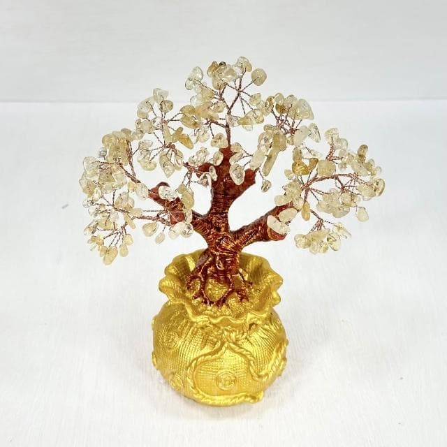 【御古齋】天然 黃水晶 招財樹 福袋樹 招財進寶 開運擺飾 桌上擺件 居家店面 送禮自用皆宜 小款 0912