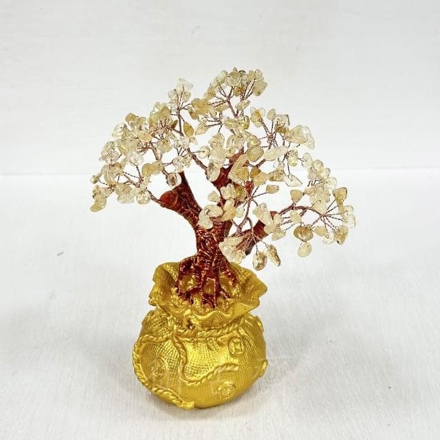 【御古齋】天然 黃水晶 招財樹 福袋樹 招財進寶 開運擺飾 桌上擺件 居家店面 送禮自用皆宜 小款 0912