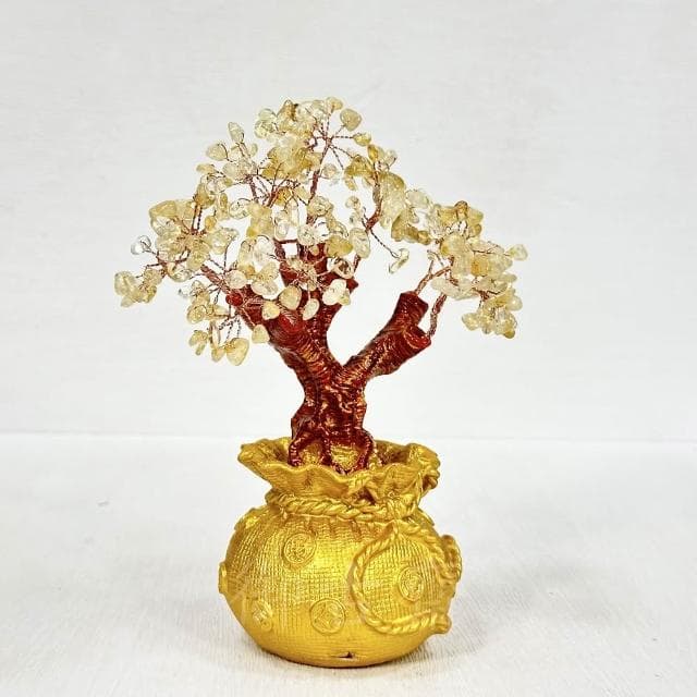 【御古齋】天然 黃水晶 招財樹 福袋樹 招財進寶 開運擺飾 桌上擺件 居家店面 送禮自用皆宜 小款 0912