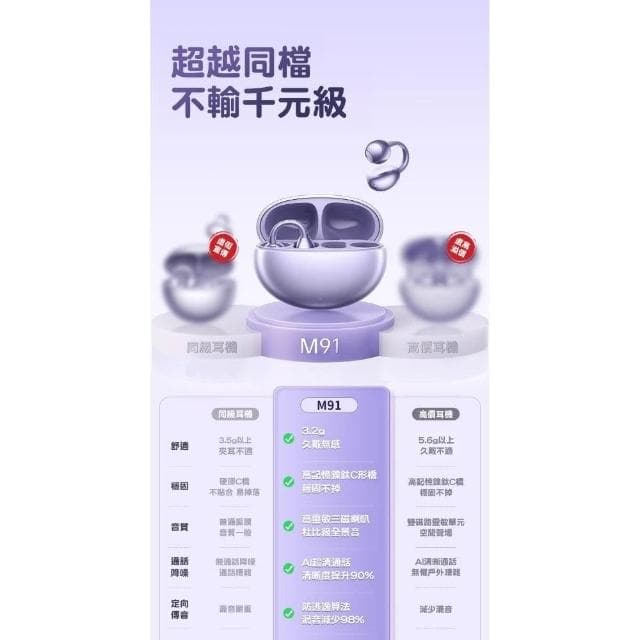 快速到貨耳機耳夾式 不入耳骨傳導藍牙耳機 ows藍芽耳機 開放式耳機 耳夾式藍芽耳機 無線耳機 降噪耳機 夾耳式耳機