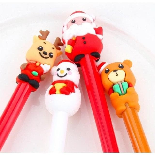 聖誕筆-立體C款 老公公 麋鹿 雪人 小熊 創意文具 中性筆 簽字筆 可愛 卡通筆 水性筆 贈品 交換禮物 招生筆