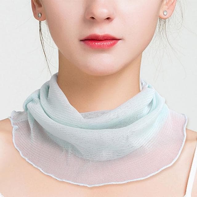 【JC Collection】蠶絲細柔百搭純色防曬遮陽脖套圍巾(銀灰、湖藍、米色)