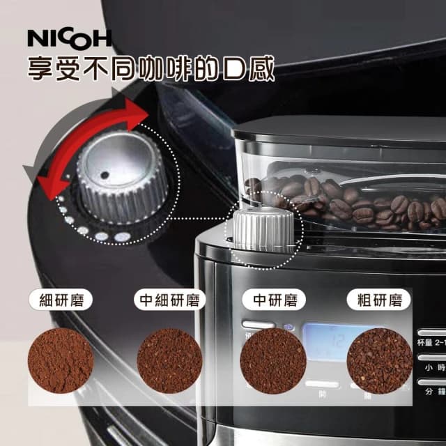 【NICOH】日本NICOH美式自動錐刀研磨咖啡機2-12杯 NK-C121