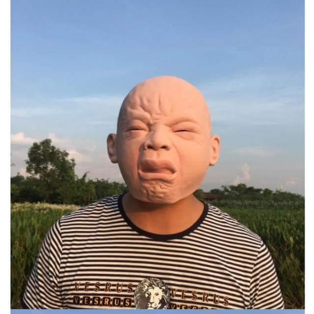 嬰兒面具 哭臉面具 嬰兒哭臉面具 萬聖節 聖誕節 交換禮物 生日禮物 派對裝扮 尾牙變裝 HT12