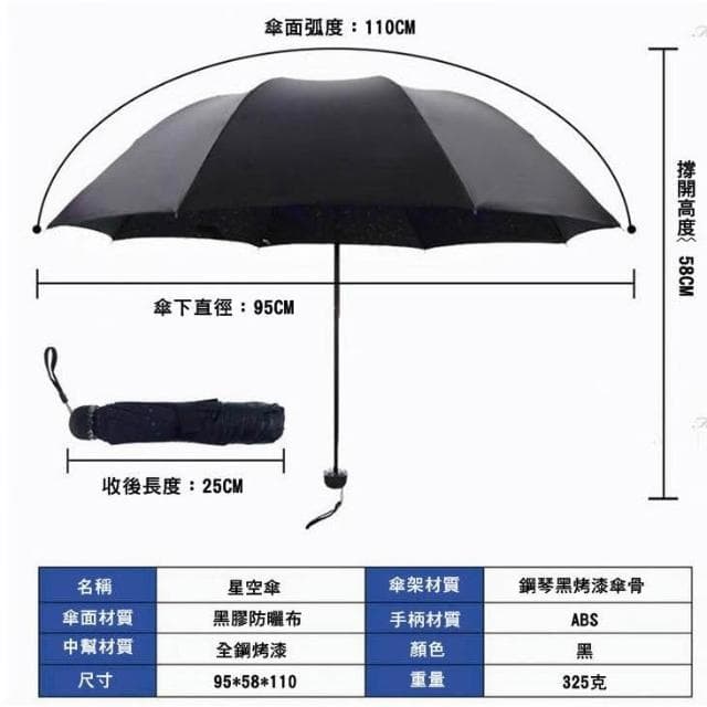 星空傘  星際大戰 雨傘 交換禮物 生日禮物 聖誕節 創意禮物 遮陽傘 夜光傘 傘 HO07
