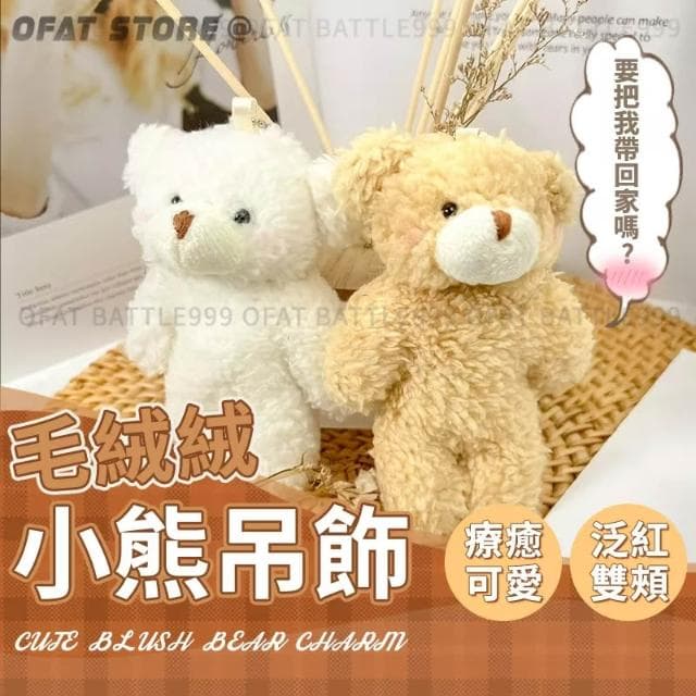 畢業禮物 療癒小熊吊飾 熊熊掛飾 可愛小熊 毛絨絨小熊  臉紅小熊 婚禮小物 掛飾 吊飾 女生生日禮物 HL85