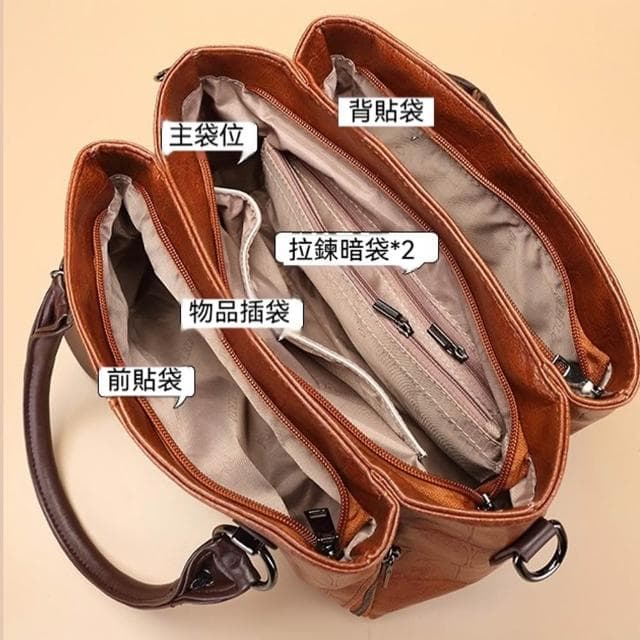【KT DADA】復古包包 禮物 油蠟皮包包 枕頭包 手提包 高級感 大容量 托特包 手拿包 肩背包 單肩包 斜肩包