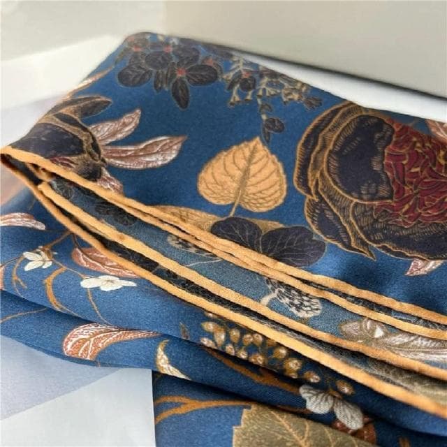 【巴黎精品】現貨+預購 真絲絲巾蠶絲領巾氣質藍鳥語花香大方巾女絲巾a1af56