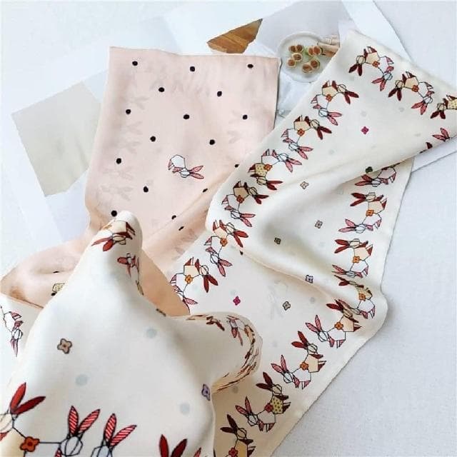 【巴黎精品】現貨+預購 真絲絲巾蠶絲領巾簡約線條兔子飄帶女絲巾a1af39