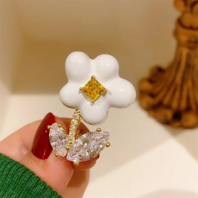 【巴黎精品】現貨+預購 鋯石胸針花朵別針白色小花水晶優雅生日情人節禮物女飾品a1ah47