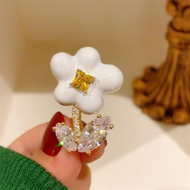 【巴黎精品】現貨+預購 鋯石胸針花朵別針白色小花水晶優雅生日情人節禮物女飾品a1ah47