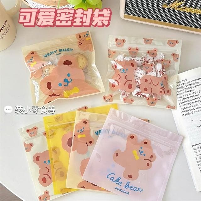 可愛小熊零食密封袋 卡通自封袋 零食糖果袋 禮物袋 密封袋 食品封口袋 堅果包裝袋 小物收納袋