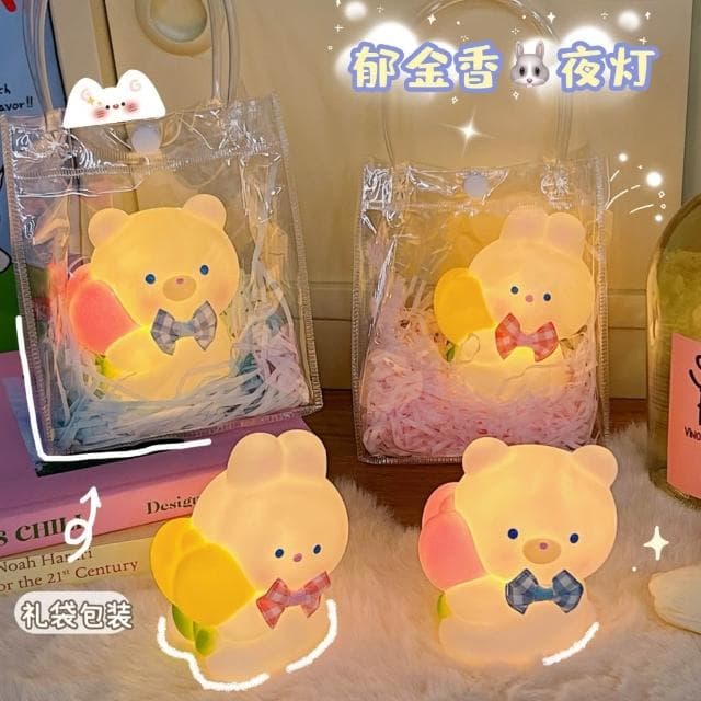 可愛小熊夜燈 聖誕節 交換禮物  學生臥室 床頭燈 創意 裝飾 日系 可愛動物  生日禮物 小雞夜燈