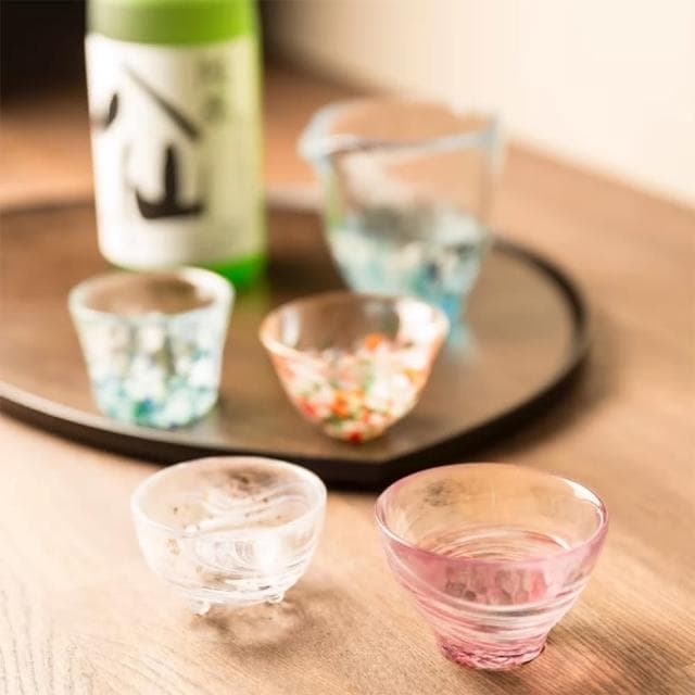 【ADERIA】日本津輕 手作四季清酒杯禮盒組 一組四入 / 含木盒  清酒杯 酒杯 琉璃酒杯 交換禮物 生日禮 企業採購 商務禮品 入厝禮 母親節