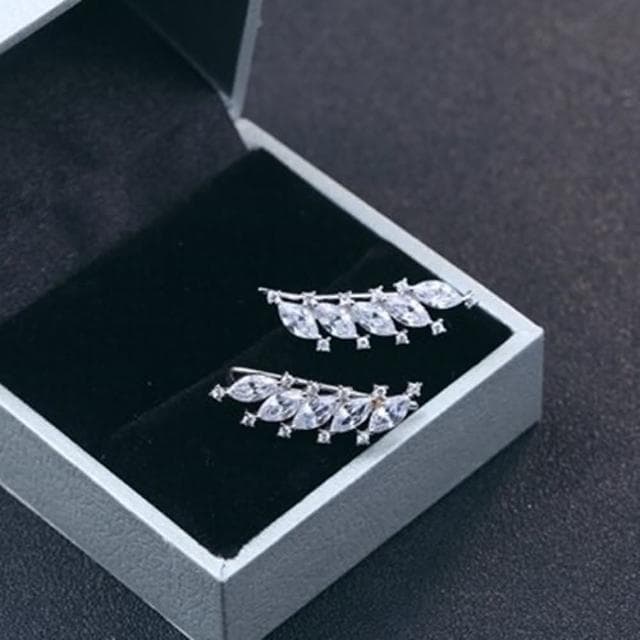【米蘭精品】現貨+預購 925純銀耳環鑲鑽耳飾創意葉子造型情人節生日聖誕節交換禮物女飾品73dy104
