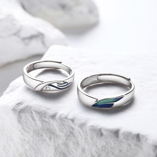 【米蘭精品】現貨+預購 925純銀戒指情侶對戒-獨特飛鳥與魚開口戒生日情人節聖誕節交換禮物男女飾品74dw33