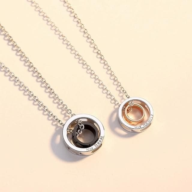 【米蘭精品】現貨+預購 925純銀項鍊情侶對鍊美女與野獸圓圈拋光生日聖誕節交換禮物74cj25