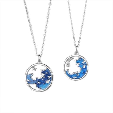 【米蘭精品】現貨+預購 925純銀項鍊情侶對鍊彼岸星河圖鋯石滴膠生日聖誕節交換禮物74cj53