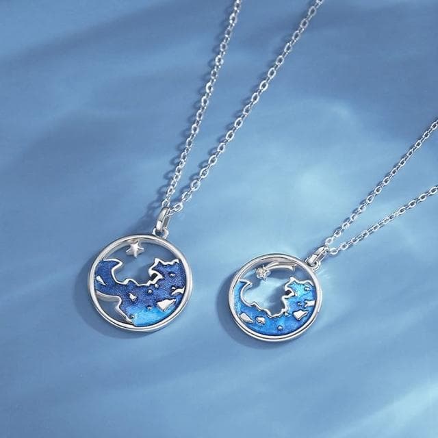 【米蘭精品】現貨+預購 925純銀項鍊情侶對鍊彼岸星河圖鋯石滴膠生日聖誕節交換禮物74cj53