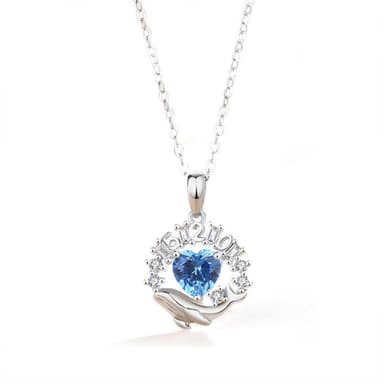 【米蘭精品】現貨+預購 925純銀項鍊鋯石吊墜鯨魚愛心520告白生日聖誕節交換禮物女飾品2色74cj11
