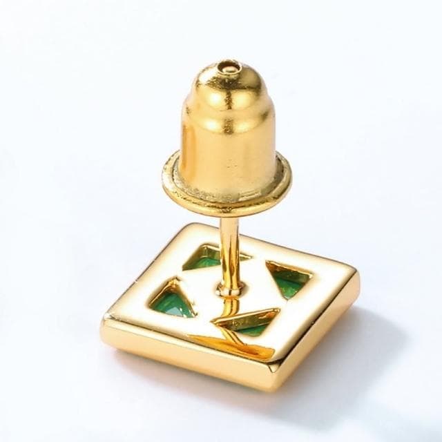 【米蘭精品】現貨+預購 孔雀石耳環925純銀耳針簡約方形造型孔雀石女飾品聖誕節交換禮物74gf43