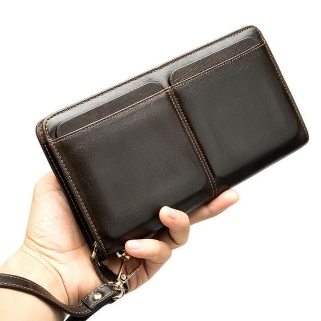 【米蘭精品】現貨+預購 手拿包真皮錢包-雙口袋多卡位牛皮復古男包包父親節情人節生日禮物4色74cb10