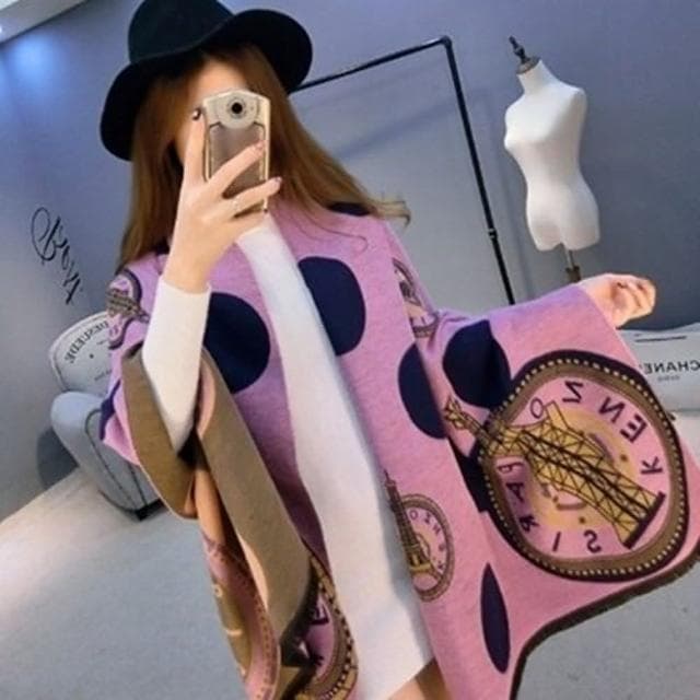 【米蘭精品】現貨+預購 羊毛圍巾長披肩時尚圓圈自由女神防寒保暖情人節生日聖誕節交換禮物女圍脖4色73hy13