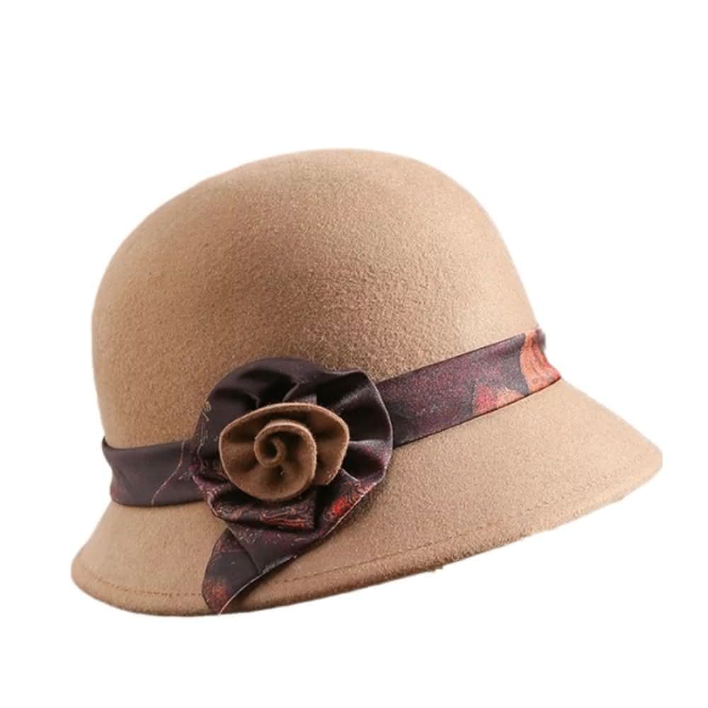 【米蘭精品】現貨+預購 羊毛帽漁夫帽-保暖捲邊花朵毛呢盆帽女帽子情人節生日聖誕節交換禮物5色74dq12