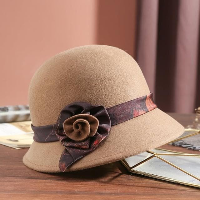 【米蘭精品】現貨+預購 羊毛帽漁夫帽-保暖捲邊花朵毛呢盆帽女帽子情人節生日聖誕節交換禮物5色74dq12
