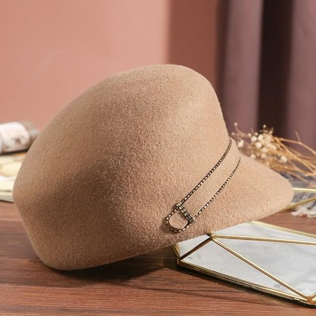 【米蘭精品】現貨+預購 羊毛帽鴨舌帽-保暖釘珠優雅毛呢禮帽女帽子情人節生日聖誕節交換禮物6色74dq28