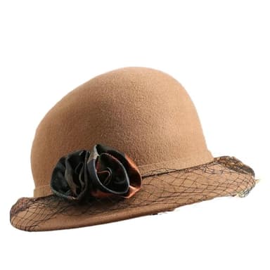 【米蘭精品】現貨+預購 羊毛帽禮帽-保暖網紗花朵優雅毛呢女帽子情人節生日聖誕節交換禮物3色74dq50
