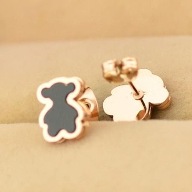 【米蘭精品】現貨+預購 玫瑰金耳環流行飾品可愛小熊時尚母親節生日情人節聖誕節交換禮物71at50
